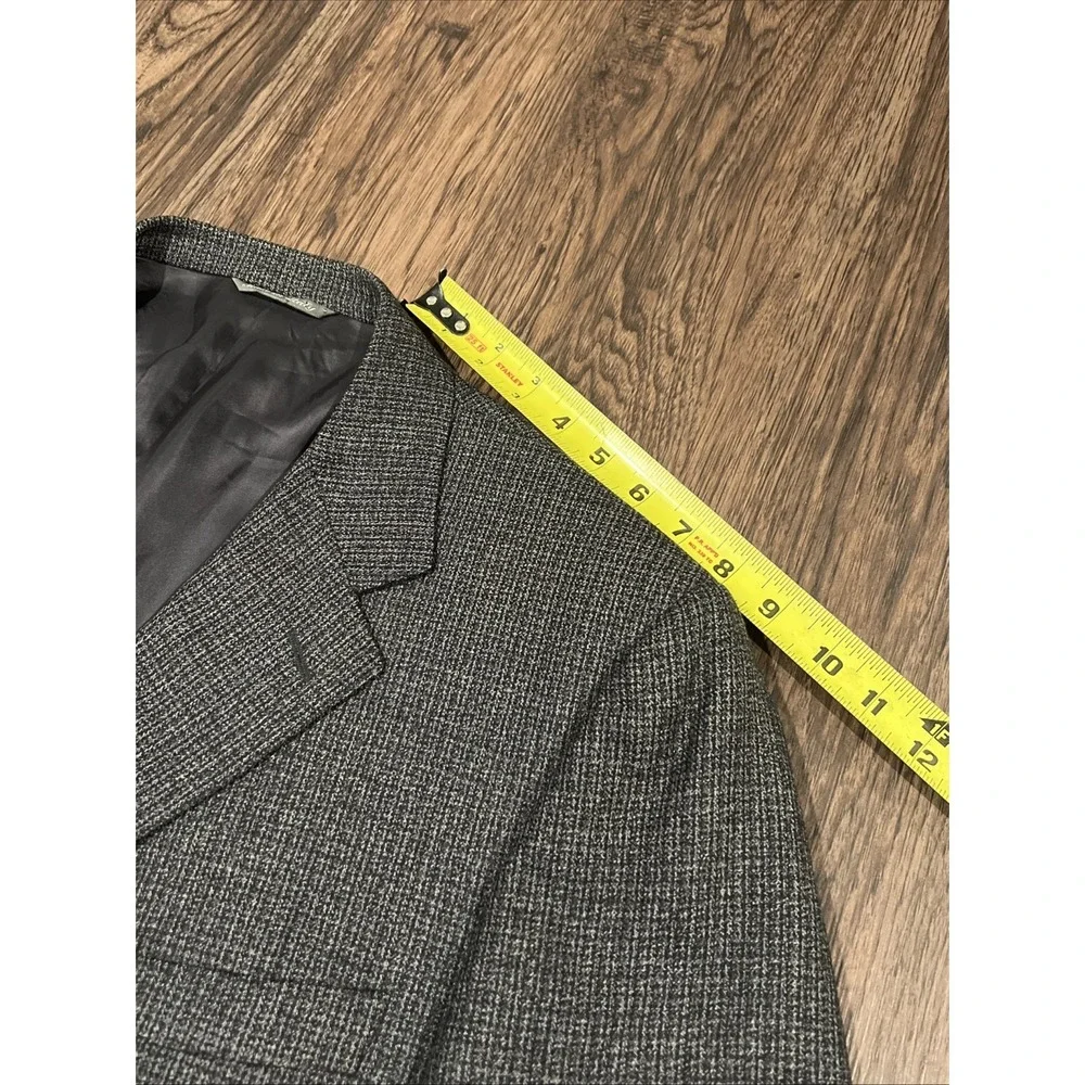 Canali Mens Wool Blazer Size 56LEU Gray Plaid Check Career Made In Italy READ